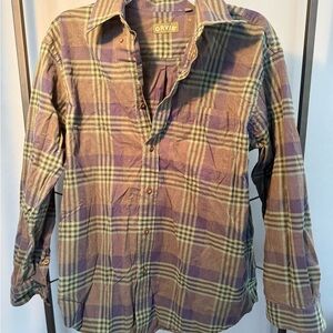 Orvis Men's Blue and Green Plaid Shirt